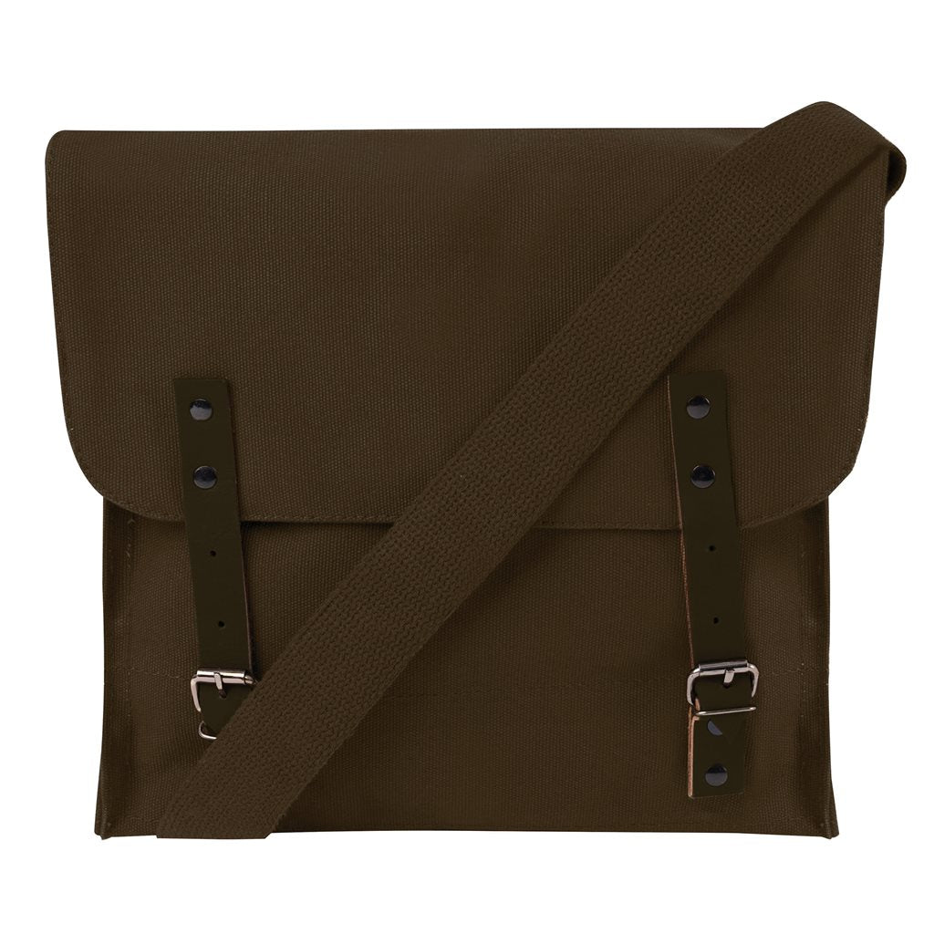 Bolsa de hombro de algodón vintage con cierre de correas de cuero, 30×28×9 cm