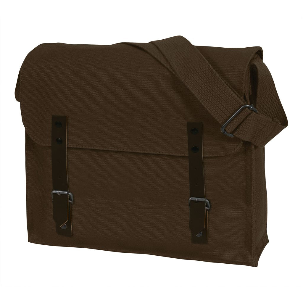 Bolsa bandolera de algodón estilo vintage con tiras de cuero y hebilla, 30 x 28 x 9 cm