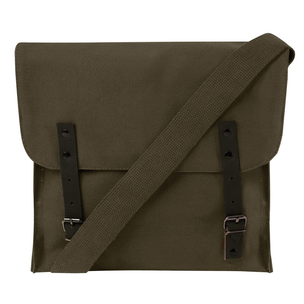 Bolsa de hombro de algodón vintage con cierre de correas de cuero, 30×28×9 cm