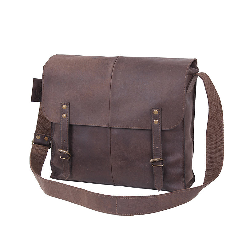 Bolso bandolera MEDIC de piel con forro de lona, estilo maletín médico