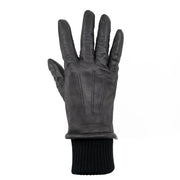 Guantes de cuero invierno mujer negros con puño