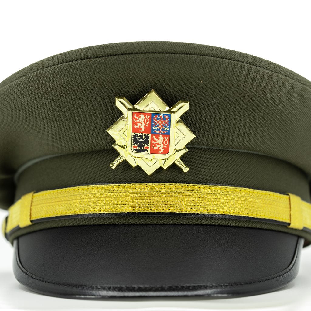 Gorra Brigadýrka ČS verde con insignia dorada vista frontal