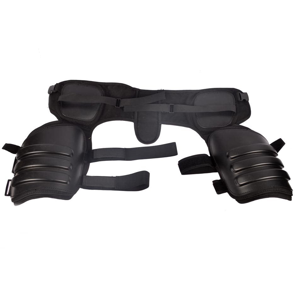 Protectores de muslo negros usados, imagen del producto