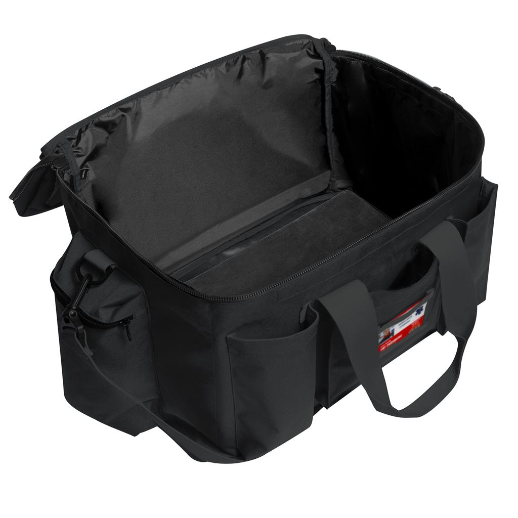 Bolsa de transporte negra POLICE EQUIPMENT con refuerzos laterales rígidos y gran capacidad