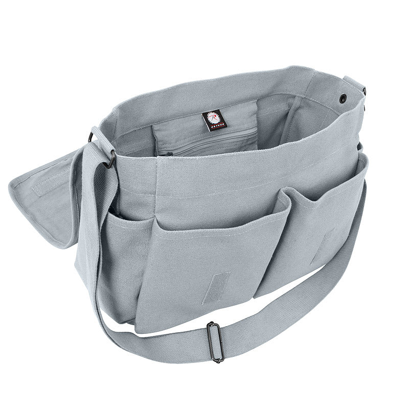 Bolso vintage bandolera 38 x 28 x 15 cm en lona de algodón resistente