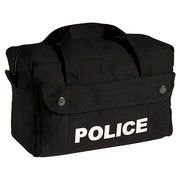 Bolsa pequeña negra POLICE, cierre con cremallera, 2 bolsillos laterales con botones, asas, dimensiones aprox. 28 x 18 x 15 cm