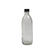 Botella de vidrio 300 ml, cuello estrecho y tapa de plástico con junta