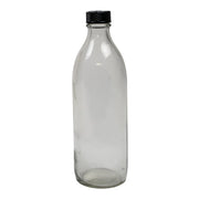 Botella de vidrio transparente 500 ml cuello estrecho con tapa de plástico