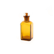 Botella de vidrio cuadrada 100 ml con tapón de vidrio pulido, dimensiones 5x5 cm y altura 12 cm