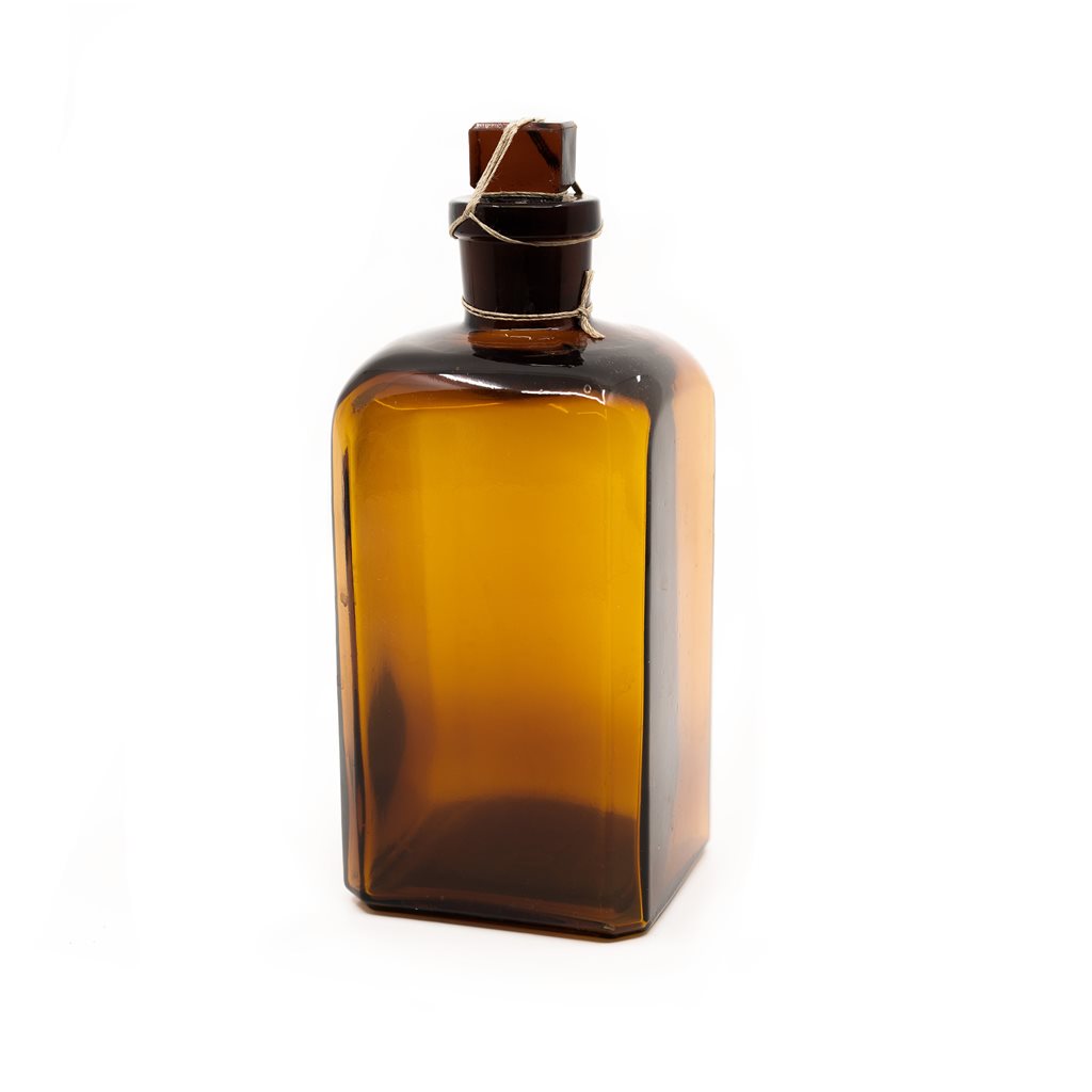 Botella de vidrio cuadrada 350 ml con cuello estrecho pulido