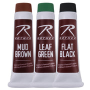 Tres tubos de pintura de camuflaje verde, marrón y negra (aprox. 30 g cada uno)