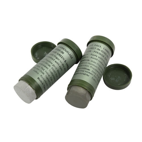 Pintura de camuflaje facial NATO en tonos verde follaje y gris
