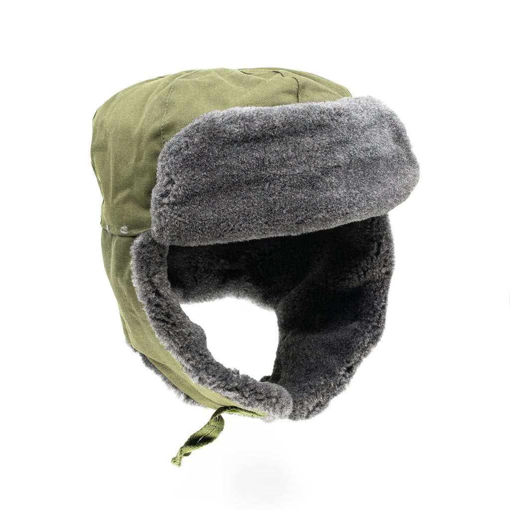 Ushanka Beranice AČR vz.85 verde con orejeras abatibles y piel natural