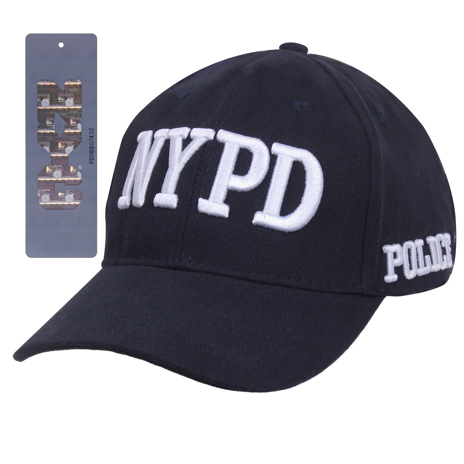 Gorra NYPD azul marino de algodón peinado con bordado blanco NYPD y POLICE
