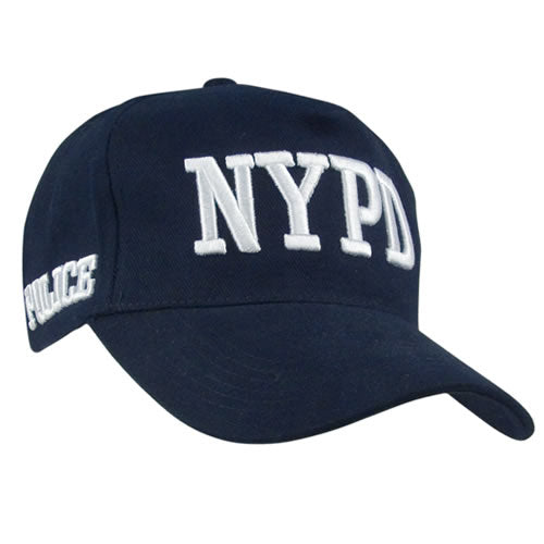 Gorra NYPD azul marino de algodón peinado con bordado blanco NYPD y POLICE