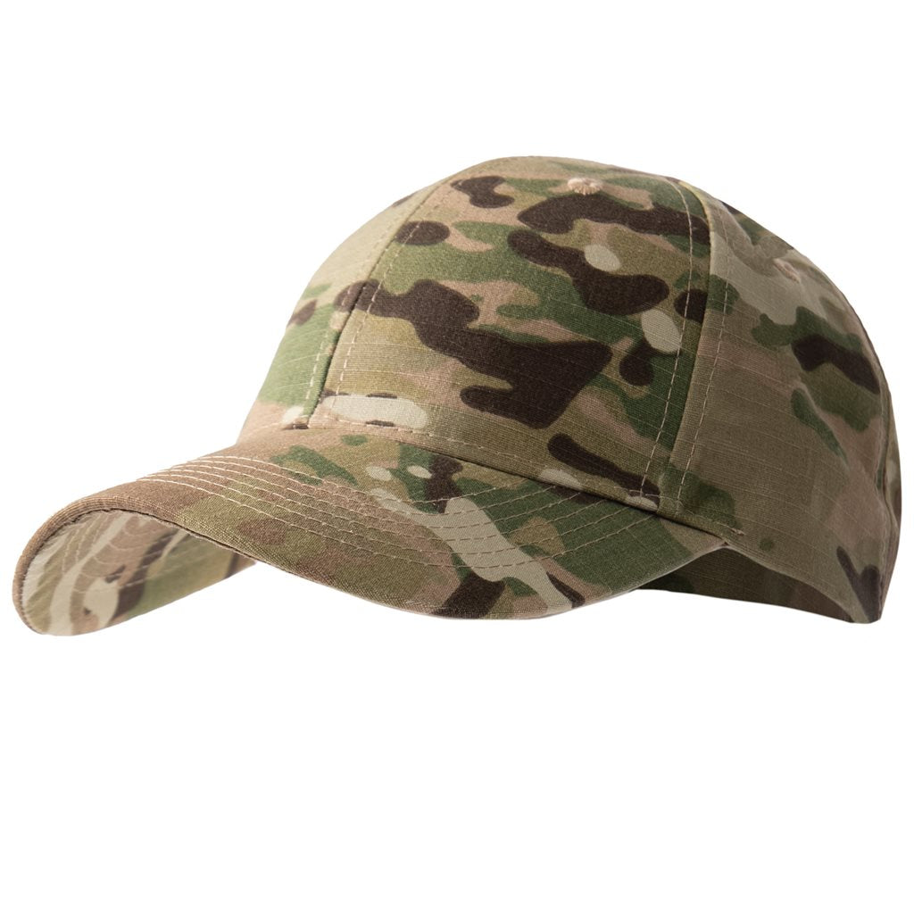 Gorra de béisbol perfil bajo MULTICAM en tejido rip-stop 65% poliéster y 35% algodón, tela fabricada en EE. UU.