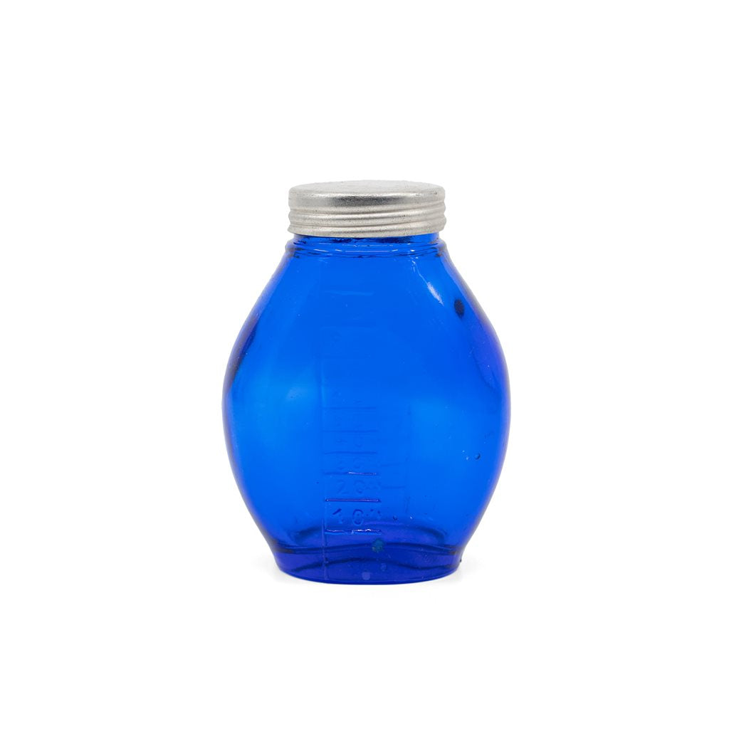 Botella de vidrio PLIVÁTKO 100 ml azul con tapa y medidor