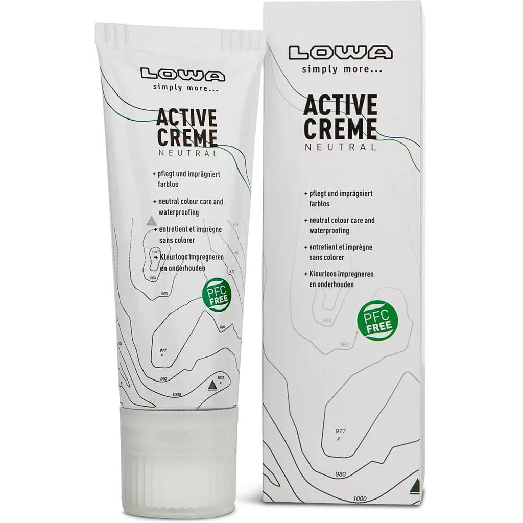 Crema ACTIVE LOWA para calzado de cuero 75 ml, pastosa y cerosa; incolora pero puede oscurecer ligeramente