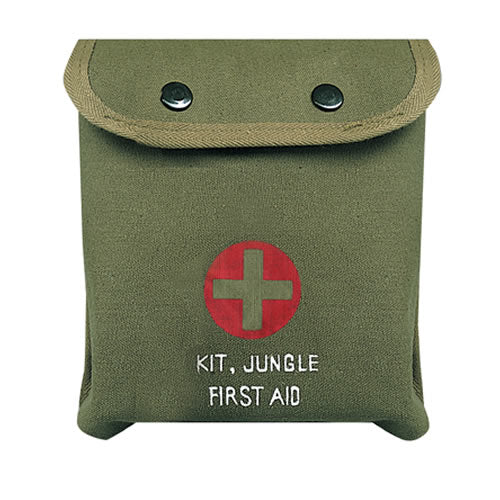 Botiquín M-1 JUNGLE verde en funda textil con cruz y clip para cinturón