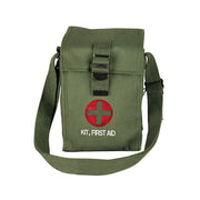 Bolsa de primeros auxilios verde de lona con cruz y correa ajustable 2,5 cm