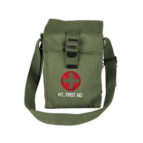 Bolsa de primeros auxilios verde de lona con cruz y correa ajustable 2,5 cm