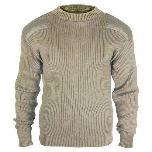 Jersey acrílico Rothco Commando khaki con parches reforzados en hombros y codos