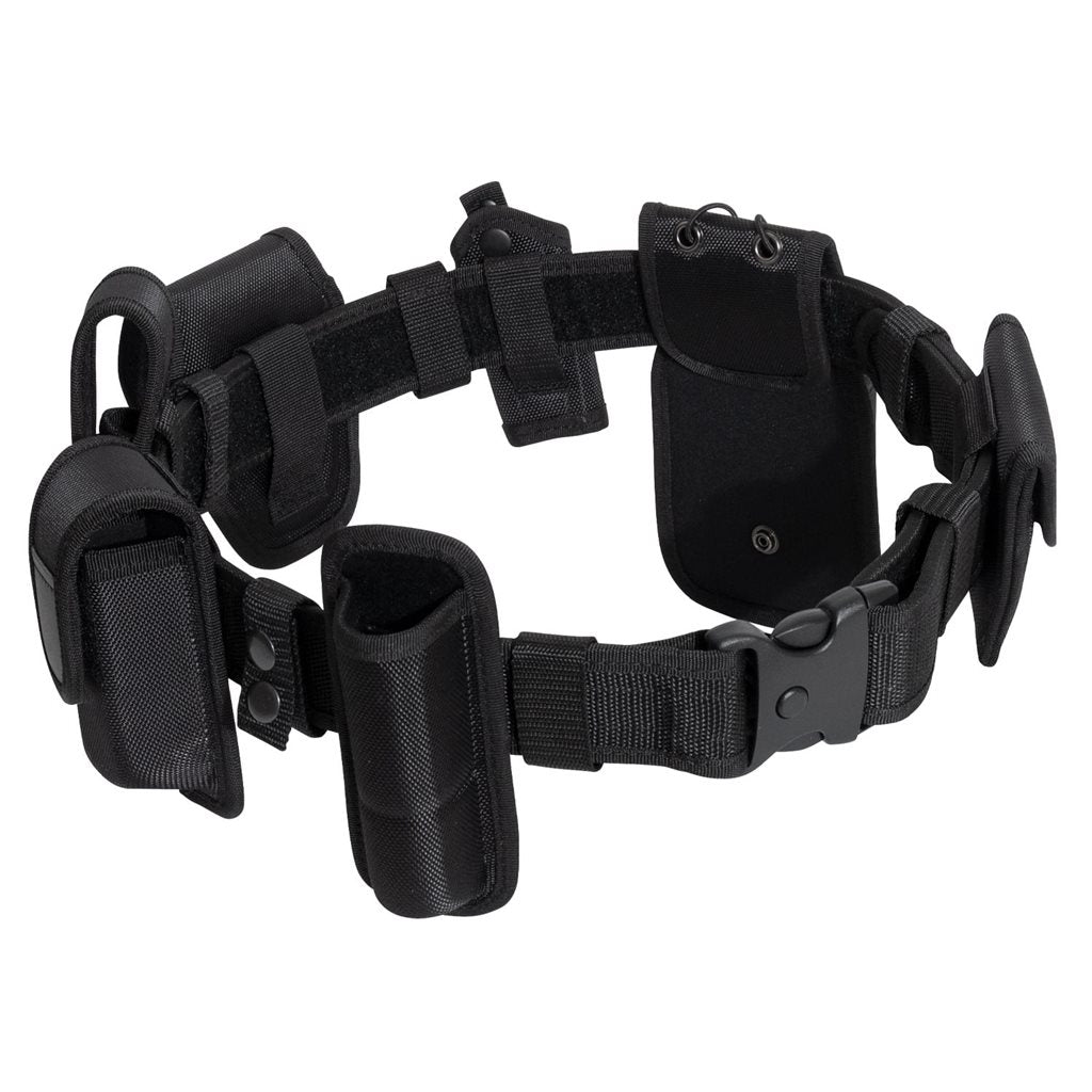 Cinturón DELUXE MODULAR DUTY negro con fundas, poliéster y hebilla plástica