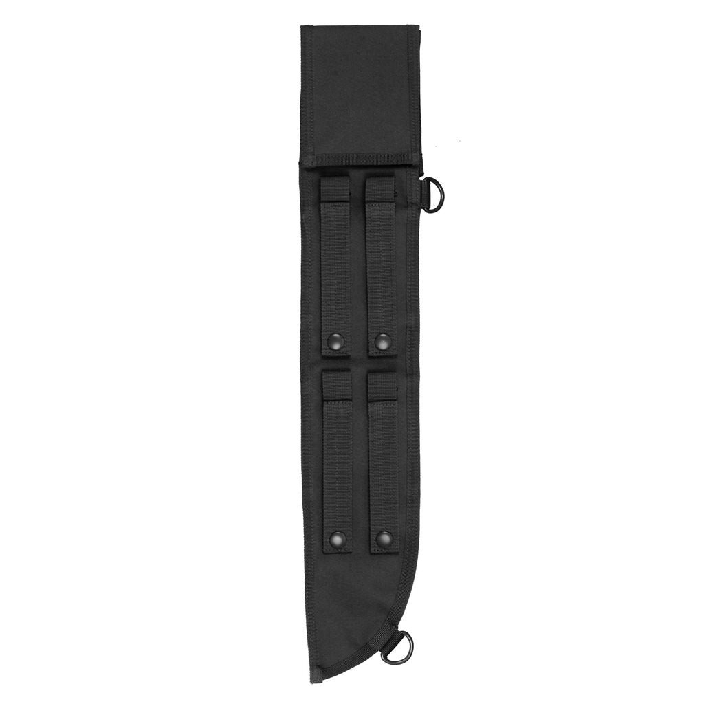 Funda para machete 45 cm negra con bolsillos, 4 enganches MOLLE y anillas en D, poliéster