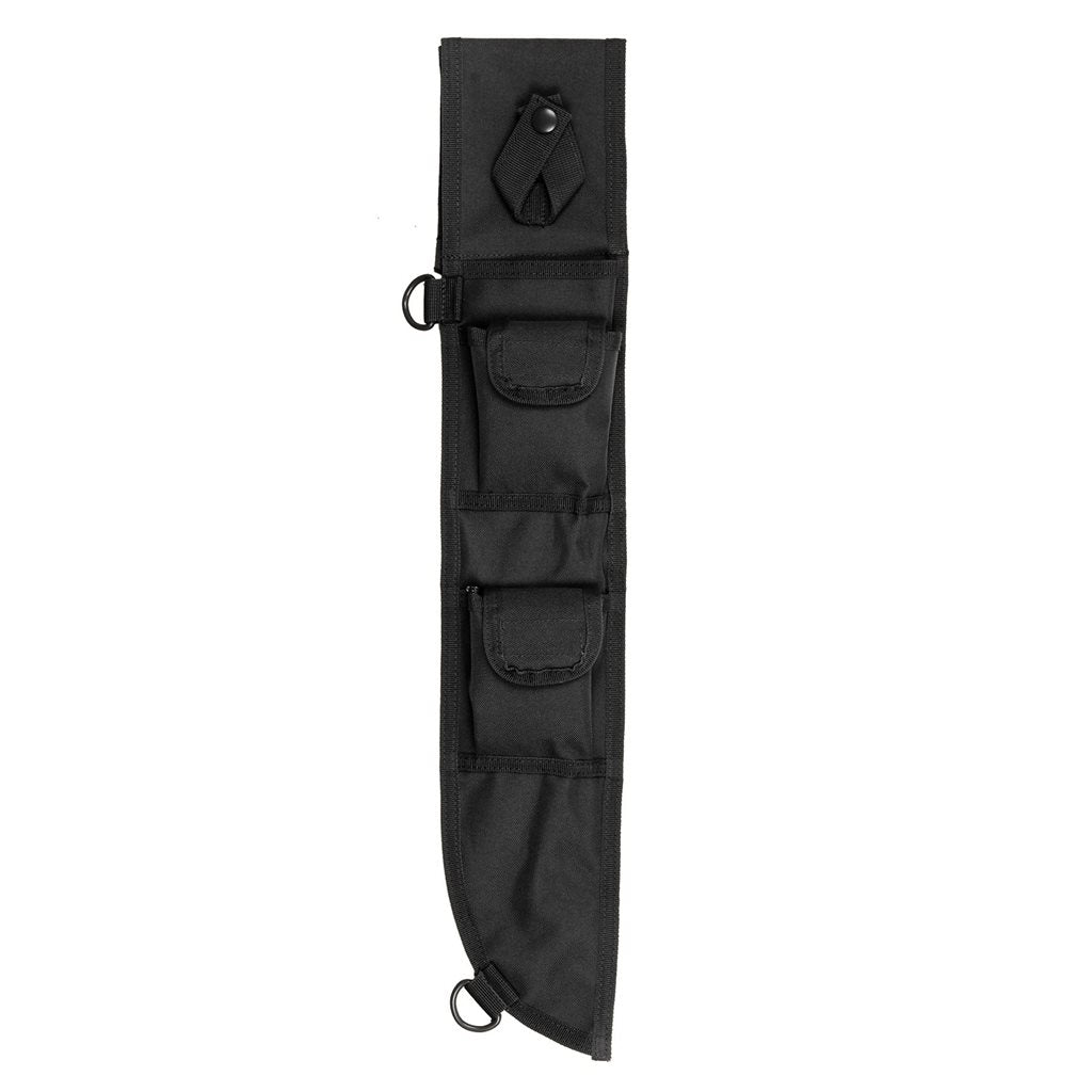 Funda para machete 45 cm negra con bolsillos, 4 enganches MOLLE y anillas en D, poliéster