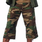 Pantalones 3/4 BDU Woodland con camuflaje, 6 bolsillos y refuerzos en asiento y rodillas