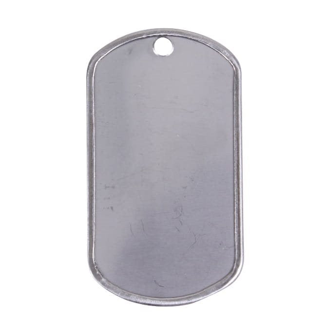 Placa identificativa US de acero inoxidable con acabado mate, venta por unidad sin cadena