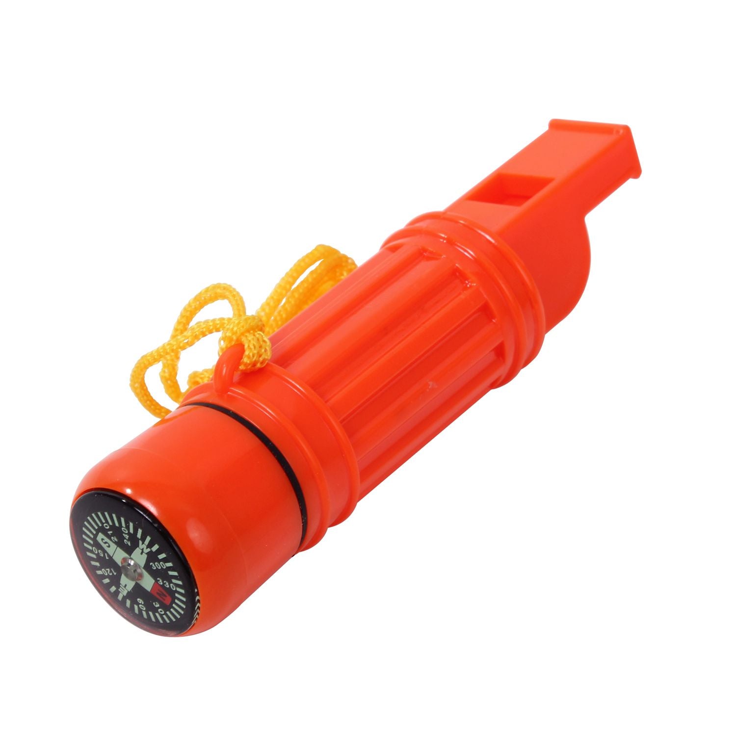 Silbato DELUXE SURVIVOR 5en1 con brújula, funda impermeable, raspador y espejo de señalización