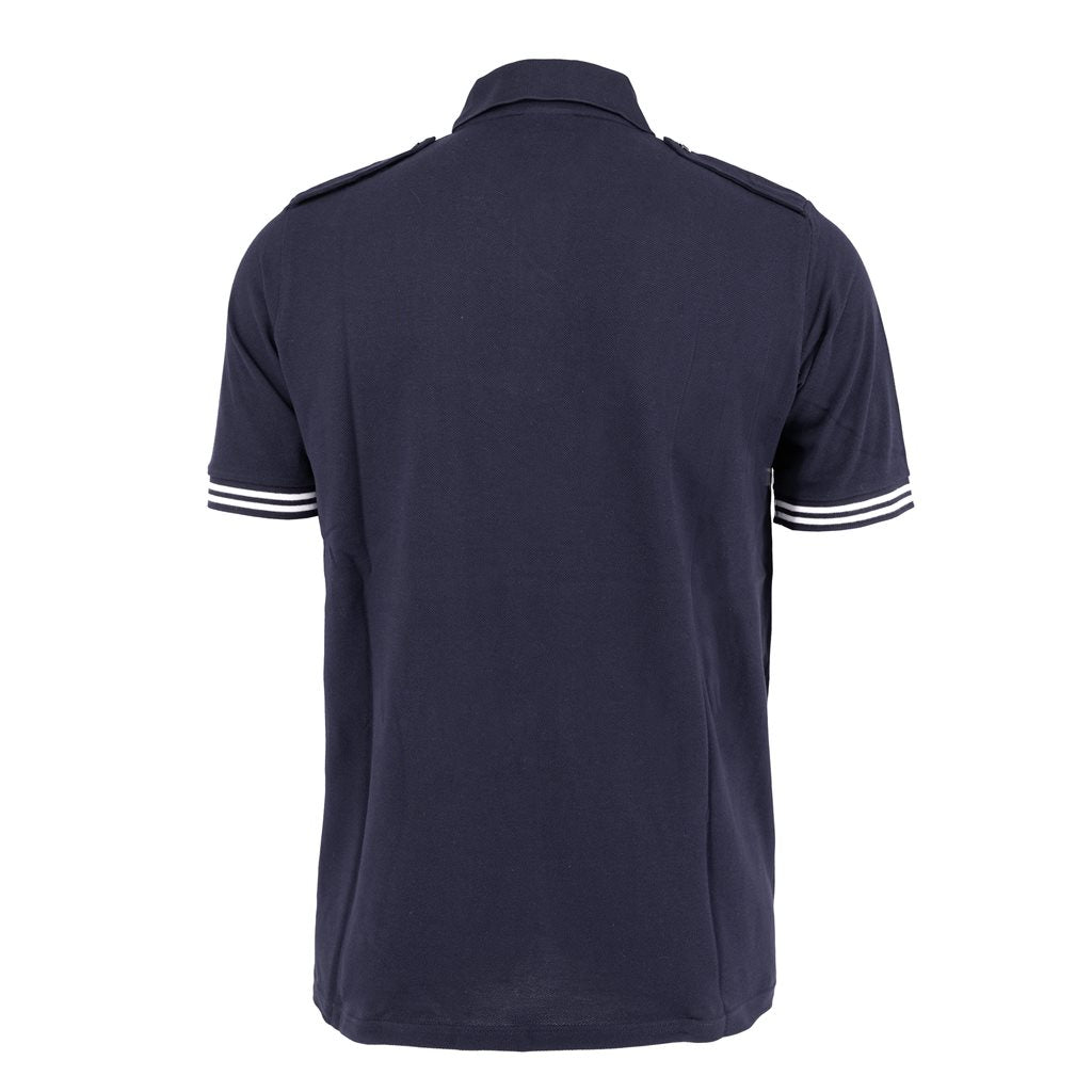 Polo MARINE NATIONALE de manga corta con rayas y bolsillo frontal