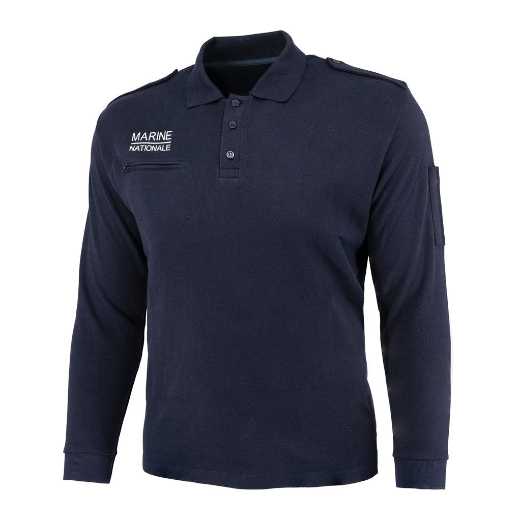 Polo manga larga MARINE NATIONALE con bolsillo frontal