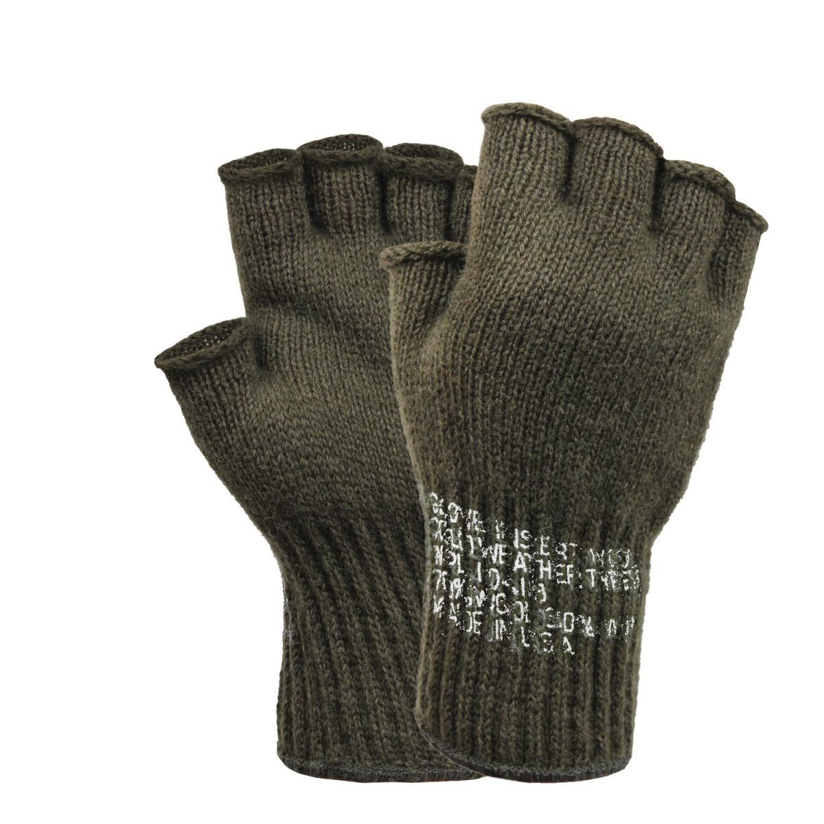 Guantes de lana sin dedos US verde, producto militar