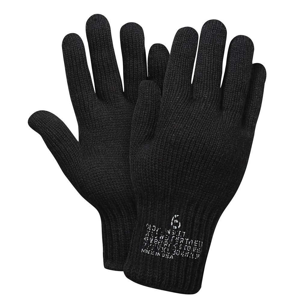 Guantes de lana US negros, punto tejido; 70% lana, 30% nylon; modelo 8418BLK. Usados por US Army.