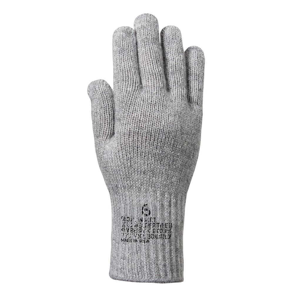 Guantes de lana US grises, tejido de punto, 70% lana y 30% nylon (8418GRY)