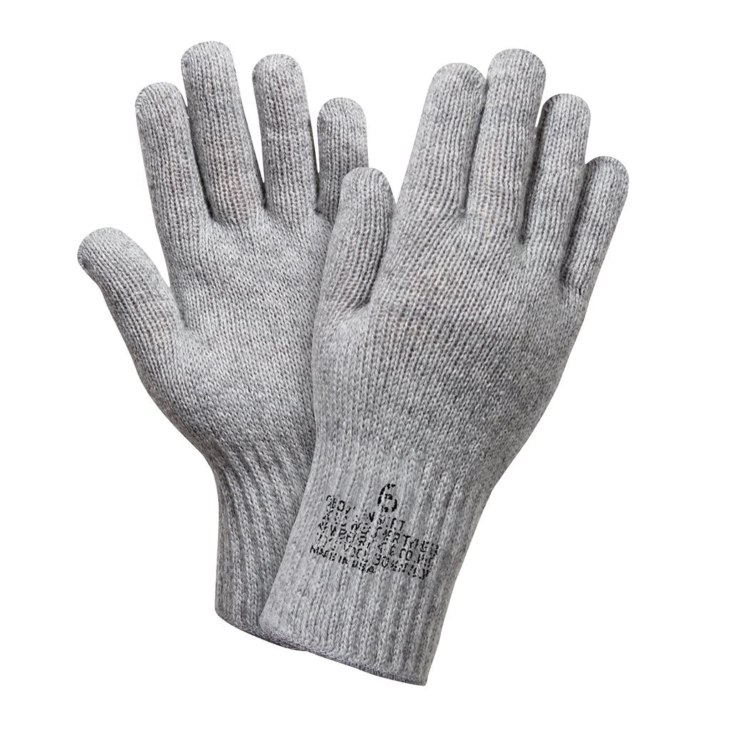 Guantes de lana US grises, tejido de punto, 70% lana y 30% nylon (8418GRY)