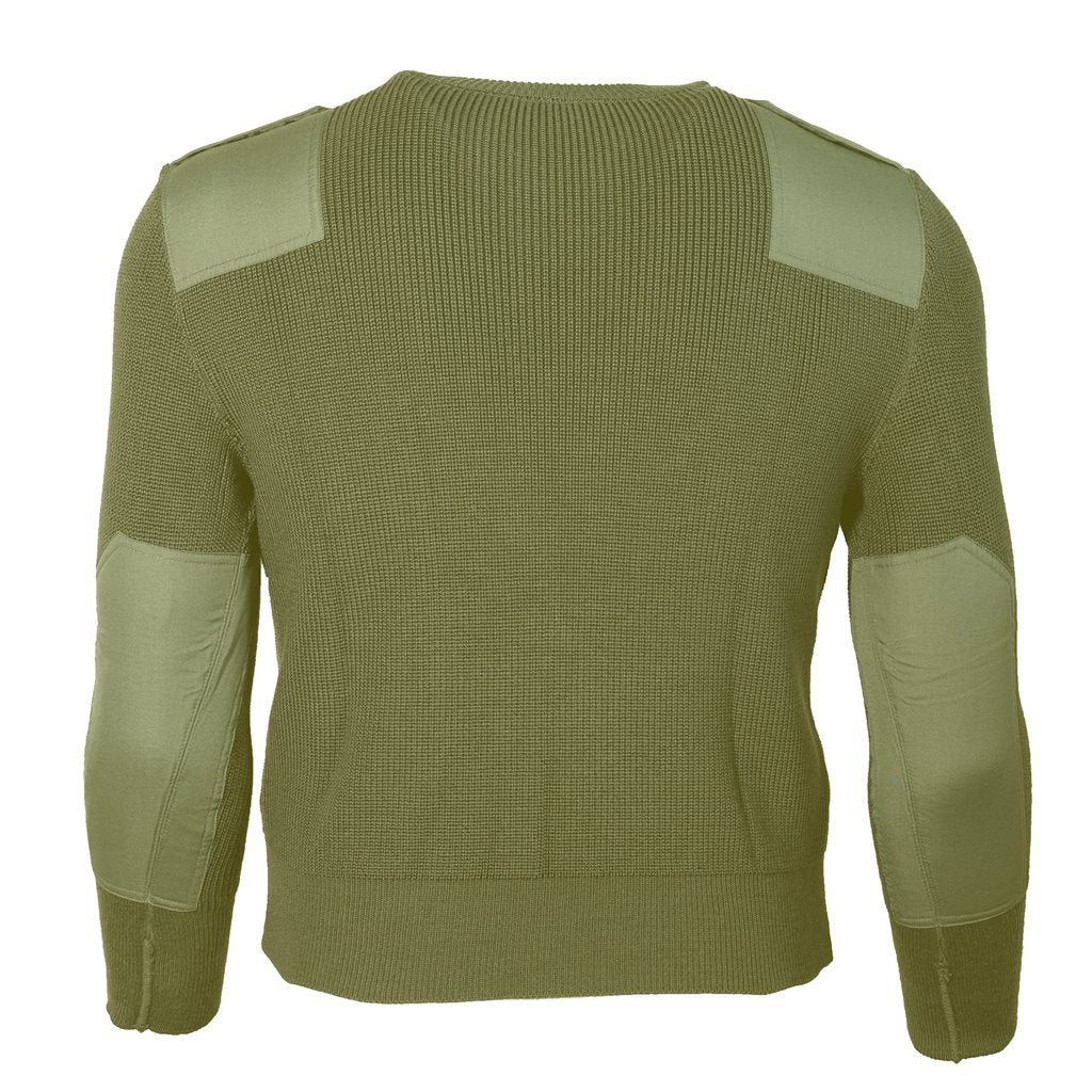 Suéter verde con bolsillo frontal y hombreras