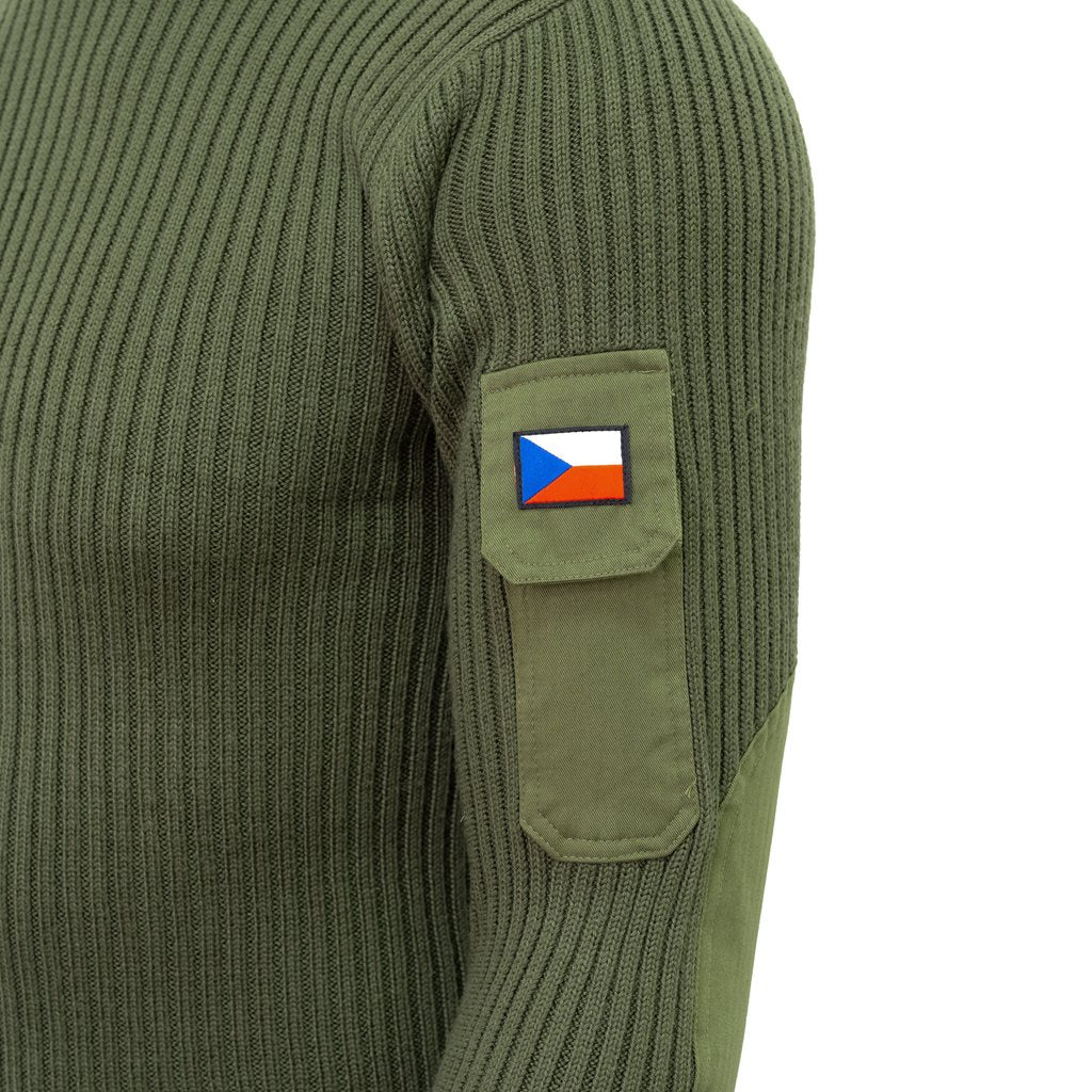 Suéter AČR vz.95 verde, manga larga con cuello acanalado y puños elásticos