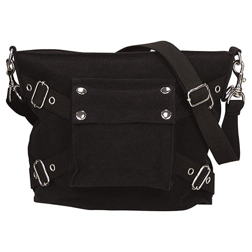 Bolso bandolera vintage negro en lona de algodón estilo army