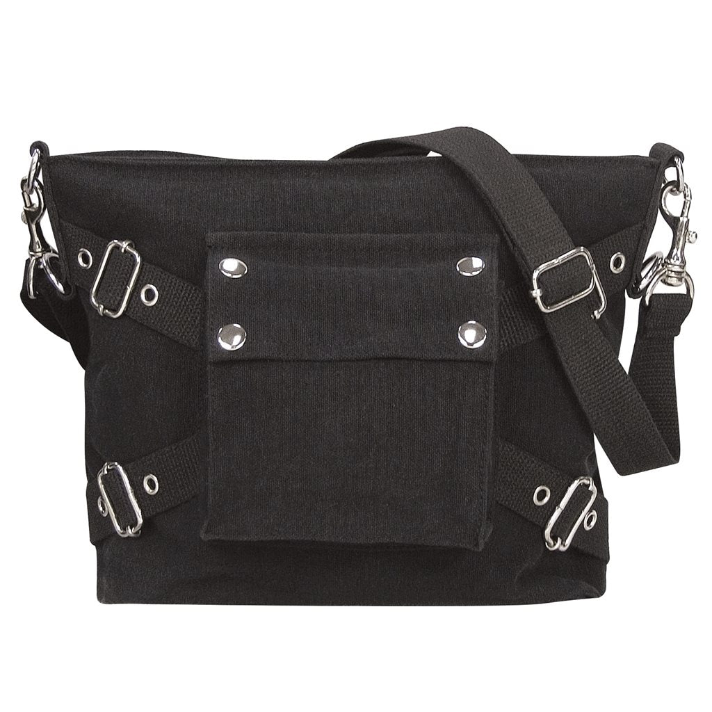 Bolso bandolera vintage negro en lona de algodón estilo army