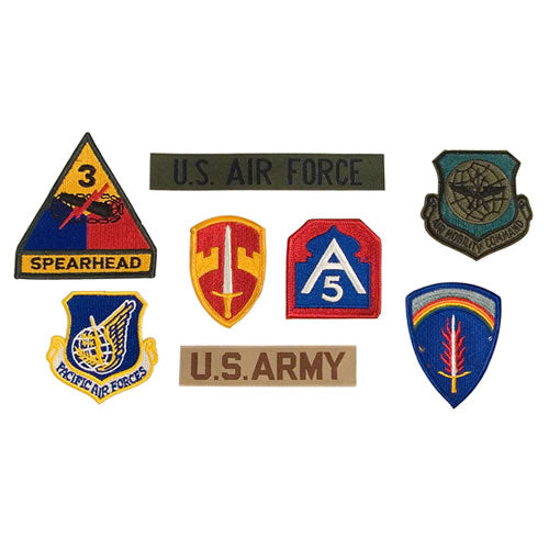 Bolsa con 500 parches US MILITARY variados: emblemas de rango, equipo y de cualificación