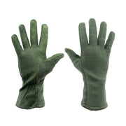 Guantes FR de dedos AČR verdes usados, vista del par