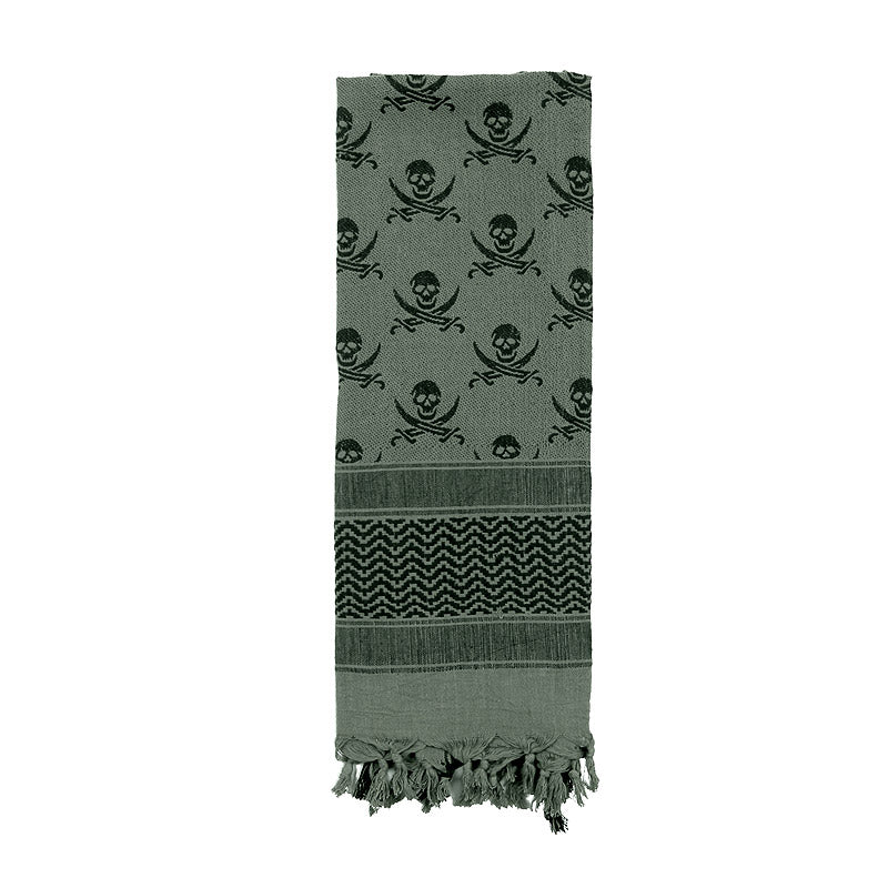 Pañuelo Shemagh Calaveras 107 x 107 cm color Coyote, pañuelo de algodón