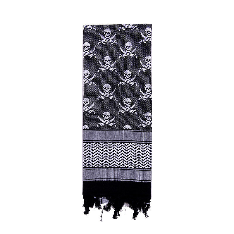 Pañuelo Shemagh Calaveras 107 x 107 cm color Coyote, pañuelo de algodón