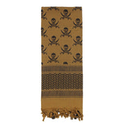 Pañuelo Shemagh Calaveras 107 x 107 cm color Coyote, pañuelo de algodón