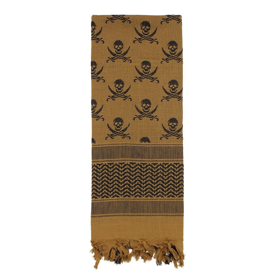 Pañuelo Shemagh Calaveras 107 x 107 cm color Coyote, pañuelo de algodón