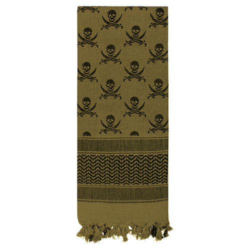 Pañuelo Shemagh Calaveras 107 x 107 cm color Coyote, pañuelo de algodón