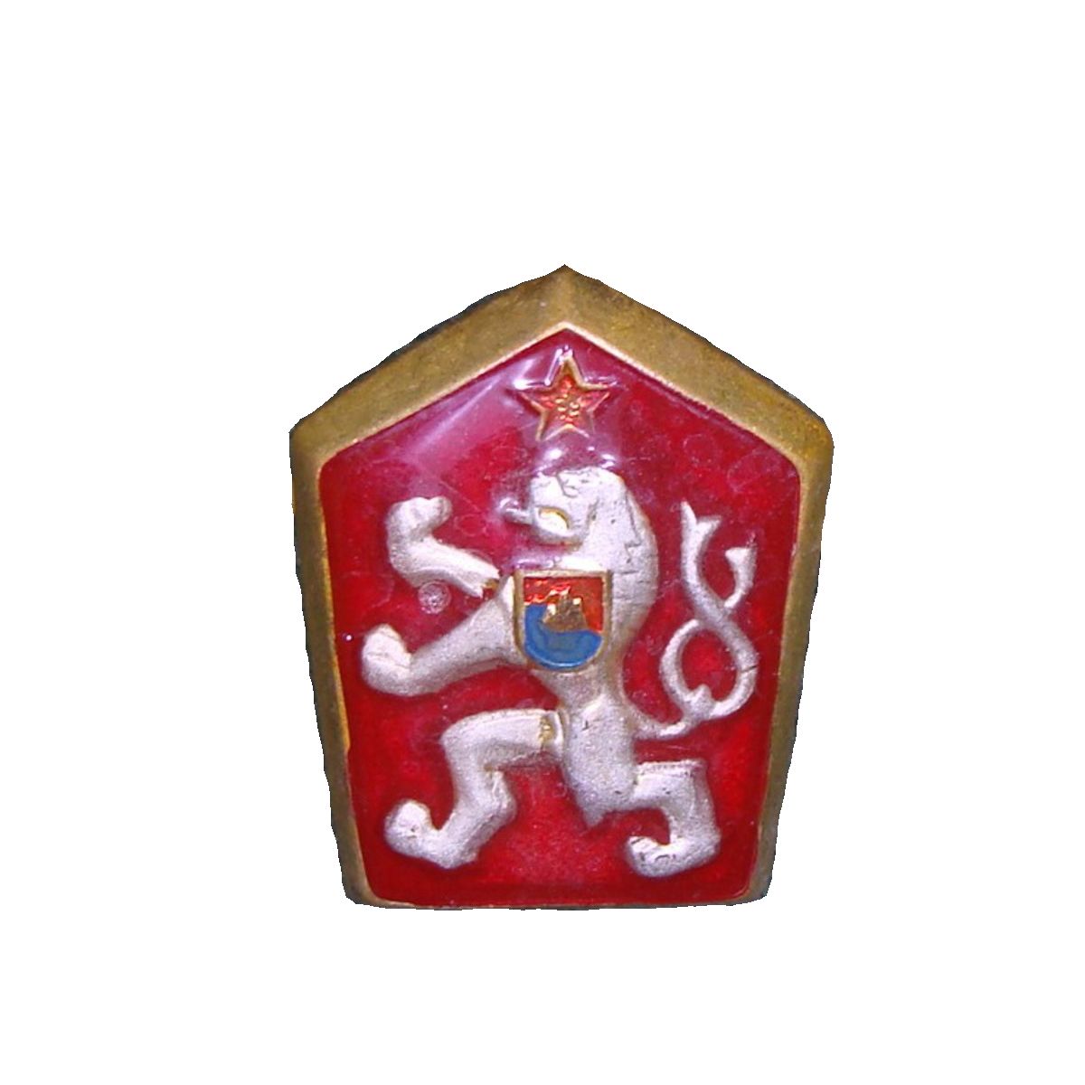 Insignia ČSLA — león esmaltado rojo, emblema militar coleccionable